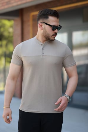 Gizers Giyim Erkek Hakim Yakalı Kısa Kollu Pamuklu T-shirt