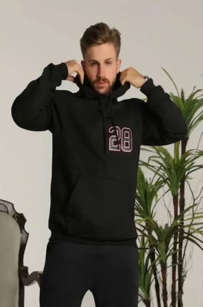 Gizers Giyim Unisex Kapşonlu Baskılı Sweetshirt - Siyah