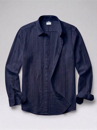 Gizers Giyim Erkek Armürlü Yarım Oversize Müslin Gömlek