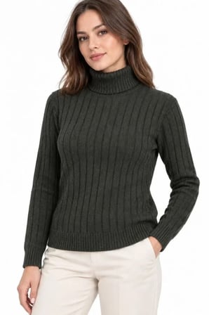 Gizers Giyim Kadın Triko Kazak Haki L