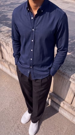 Gizers Giyim Erkek Standart Kesim Gabardin Kumaş Uzun Kollu Gömlek