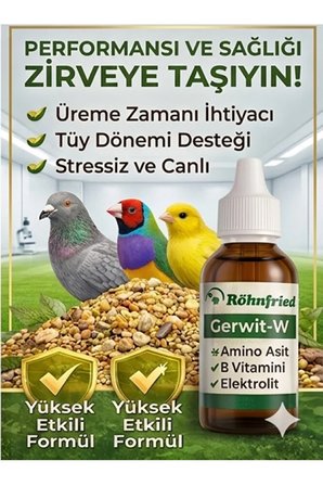 Röhnfried Gerwit-W 50 ml Güvercin, Muhabbet Kuşu, Kanarya Papağan Multivitamin Desteği BÖLME ÜRÜN
