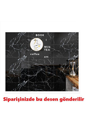 Siyah mermer desen  yapışkanlı pvc duvar kaplama mutfak banyo  sticker  30*60cm (6 adet) 1,08mt2