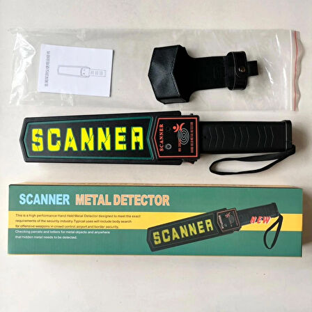 Süper Scanner Metal Dedektörü Kolay Kullanım Işıklı Sesli Titreşimli Alarm Hassas Deri Kılıf 9V Pil