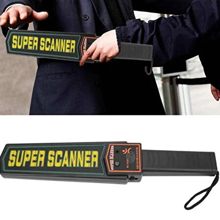 Süper Scanner Metal Dedektörü Kolay Kullanım Işıklı Sesli Titreşimli Alarm Hassas Deri Kılıf 9V Pil