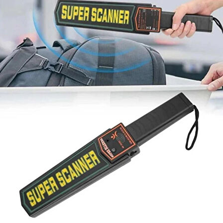 Süper Scanner Metal Dedektörü Kolay Kullanım Işıklı Sesli Titreşimli Alarm Hassas Deri Kılıf 9V Pil