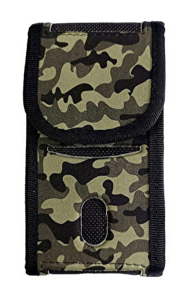 Kemere Takılan Askeri Desenli Dik Kılıf Büyük Boy Cırtlı Kumaş 17x8 Cm