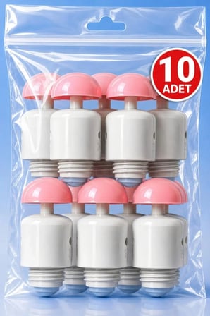 Depolu Sıvı Sabunluk Sistemi Musluğu 10 Lu Paket - Butonlu Musluk Aparatı - Pembe