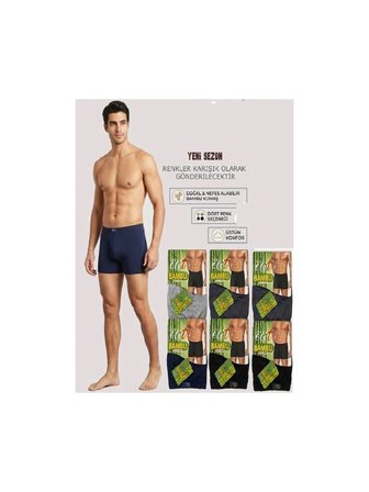 Tuku Elit 1254 Erkek Boxer Bambu Elastan Yumuşak Doku Konforlu Karışık Boxer 6'lı Paket Abani Classic