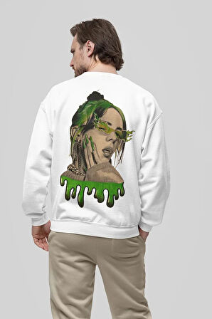 Billie Eilish Baskılı Unisex Oversize Şarkıcı Sweatshirt