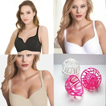 MissAyza Ultra Soft Toparlayici Telli̇ C Cup Sütyen. Avantajli Paket Yikama Topu Hedi̇yeli̇