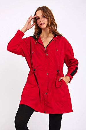 Micro Kırmızı Midi Yağmurluk & Rüzgarlık