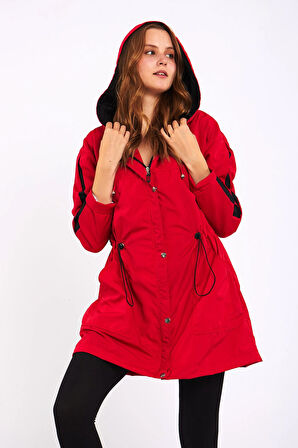 Micro Kırmızı Midi Yağmurluk & Rüzgarlık