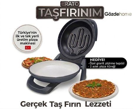 gözdehome Erato Taşfırınım Pizza Makinesi, Lahmacun Makinesi Doğal Taş Fırın - Timer - 400 C. - Antrasit
