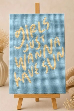 Girls just wanna Pearlstone Tuval Sanat Kiti | Yarım İnci 3D Tablo Boyama Seti | Rhinestone 