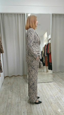 Zebra Desenli Blazer Ceket & Geniş Paça Pantolon Takım