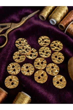 Z.A.R.A 15 Adet Gold Renkli Dokulu Metal Düğme (16 Boy - 10.2 mm)