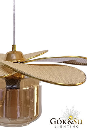 Rattan Pervane Model Sarkıt Avize Salon Oturma Odası Hol Antre Mutfak