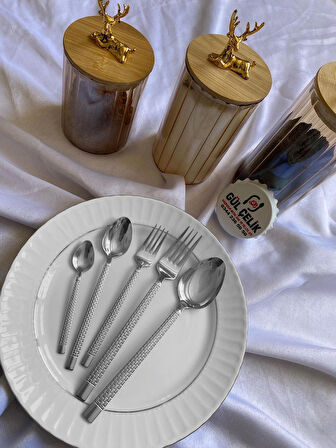 30 Parça 6 Kişilik Çatal Kaşık Seti Taş Model Kutulu 18/0 Kalite