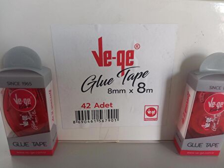 vege Ve-ge Şerit Yapıştırıcı Glue Tape 8 Mm X 8 Metre 1 koli 42 adet