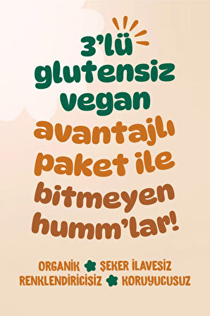 Humm Organic Organik Glutensiz Vegan Kek Atıştırmalık Paketi - 30 G X 3 Adet (3 ÇEŞİT)