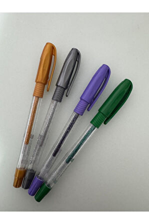 Jel Kalem Jely 1.0 MM Glıtter Simli 4Lü Gold Gümüş Mor Yeşil