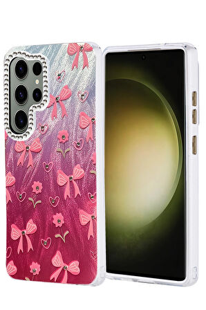 Samsung Galaxy S23 Ultra Kılıf Parlak Desenli Taşlı Azn-Blade