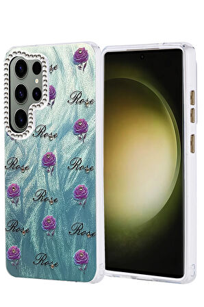 Samsung Galaxy S24 Ultra Kılıf Parlak Desenli Taşlı Azn-Blade