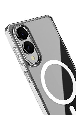 Samsung Galaxy S25 Edge Kılıf Wireless Şarj Destekli Şeffaf Azn-Magneticsafe