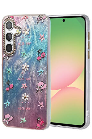 Samsung Galaxy S25 Kılıf Parlak Desenli Taşlı Azn-Blade