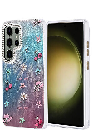 Samsung Galaxy S25 Ultra Kılıf Parlak Desenli Taşlı Azn-Blade