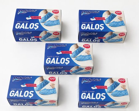Dolphin Tek Kullanımlık Kalın Pratik Kutulu Galoş - Mavi - 100 Adetlik 5 Paket