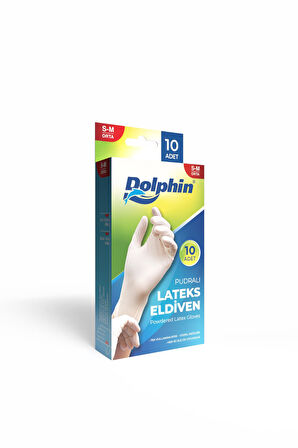 Dolphin Tek Kullanımlık Lateks Beyaz Pudralı Muayene Eldiveni - Medium - Orta Boy - 10'lu 10 Paket