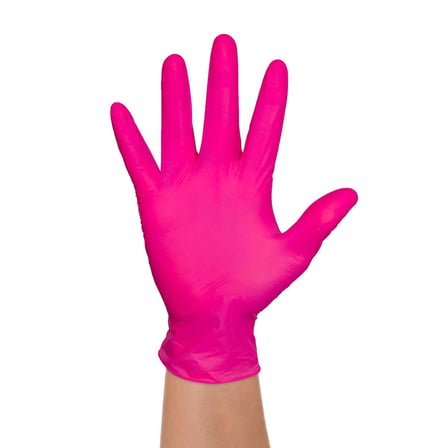 Dolphin Tek Kullanımlık Pembe Nitril Eldiven - Muayne Eldiveni Large Büyük Boy - 100'lü 20 Paket