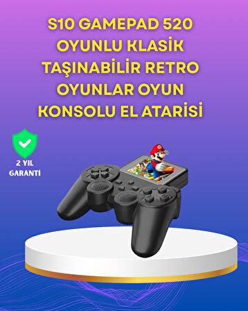 2.4 İnç Ekranlı 500 Oyunlu Taşınabilir Retro Oyun Konsolu, Şarjlı El Tipi Mini