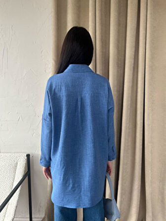 nakışlı sarmaşık desenli keten Kadın gömlek