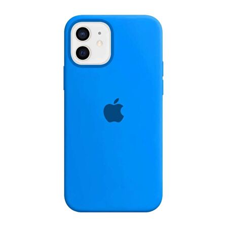 iPhone 12 ve 12 Pro Uyumlu İçi Kadife Logolu Silikon Lansman Kılıf