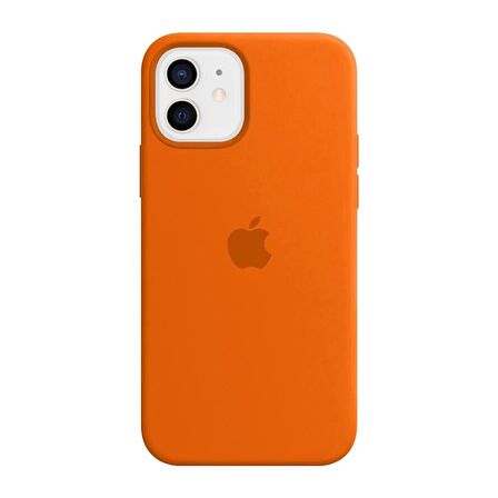 iPhone 12 ve 12 Pro Uyumlu İçi Kadife Logolu Silikon Lansman Kılıf