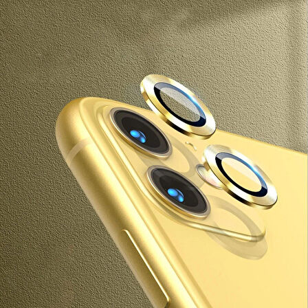 iPhone 11 Uyumlu Metal Çerçeveli 2'li Kamera Lens Koruyucu