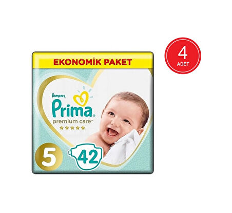 Prima Bebek Bezi Premium Care 5 Numara (4 x 42) Toplam 168 Adet
