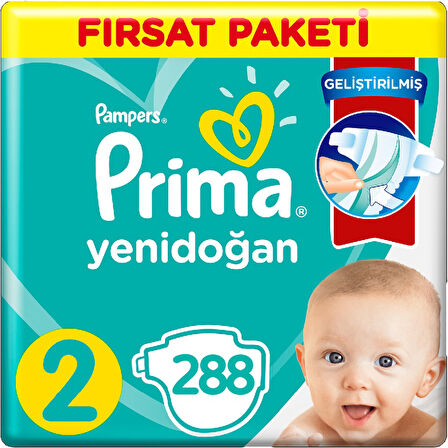 Prima 2 Beden Yenidoğan Bebek Bezi Fırsat Paketi 4 x 72 288 Adet