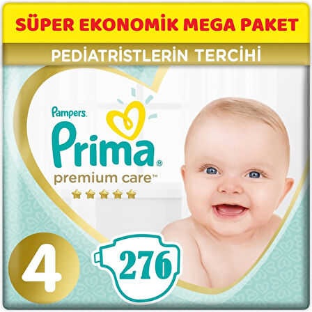 Prima Premium Care Bebek Bezi Beden:4 (9-14Kg) Maxi 276 Adet