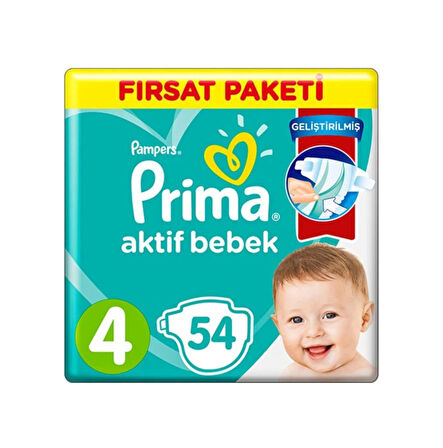 Prima Bebek Bezi Aktif Bebek 4 Beden 54 Adet Prima Bebek Bezi Aktif
