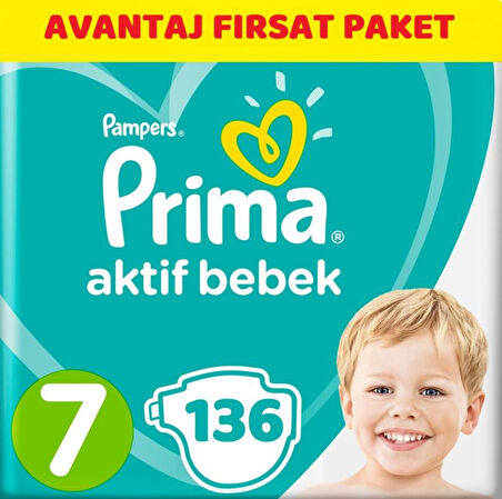 Prima Pampers Aktif Bebek Avantaj Fırsat Paketi Bebek Bezi 15+ KG 7 Beden 136 Adet