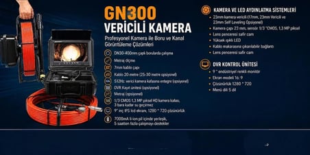 Dilek Endoskop Kamera Boru Gözlem 20 Metre Vericili