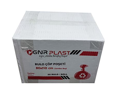 GNR Endüstriyel Jumbo Çöp Torbası Poşeti - 2 Kat - Siyah - 400 Gr. - 80x110 Cm. -10 Adetlik Rulo