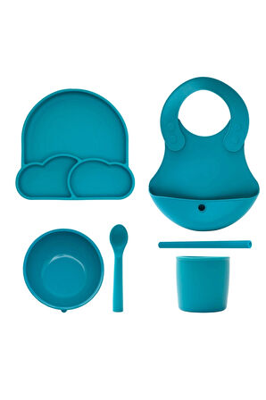 Babychefs %100 Premıum Silikon 6'lı Mama Seti Vakum Sistemli Yeşil