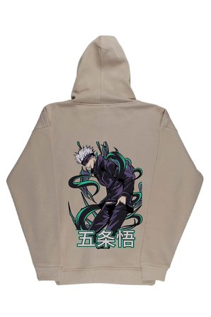 Lenithra Jujutsu Kaisen Gojo Anime Sırt Baskılı Unisex Oversize Hoodie Bej / M