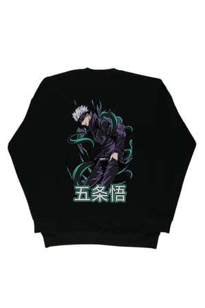 Lenithra Jujutsu Kaisen Gojo Anime Sırt Baskılı Unisex Oversize Sweatshirt Siyah / 2XL