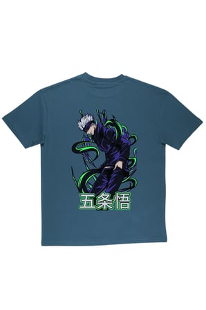 Lenithra Jujutsu Kaisen Gojo Anime Sırt Baskılı Unisex Oversize T-shirt Füme / 2XL